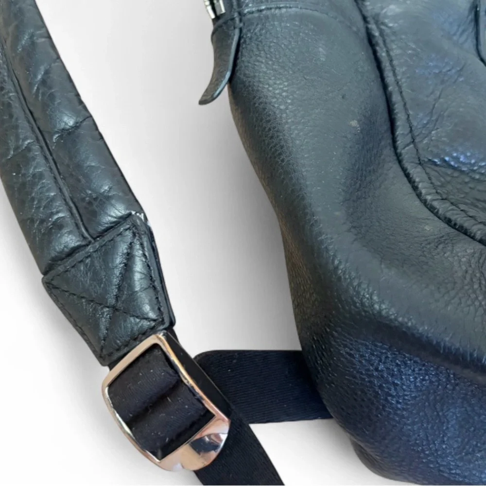 Rebecca Minkoff Julian Black Pebbled Leather Backpack Designer Large Preppy Goth